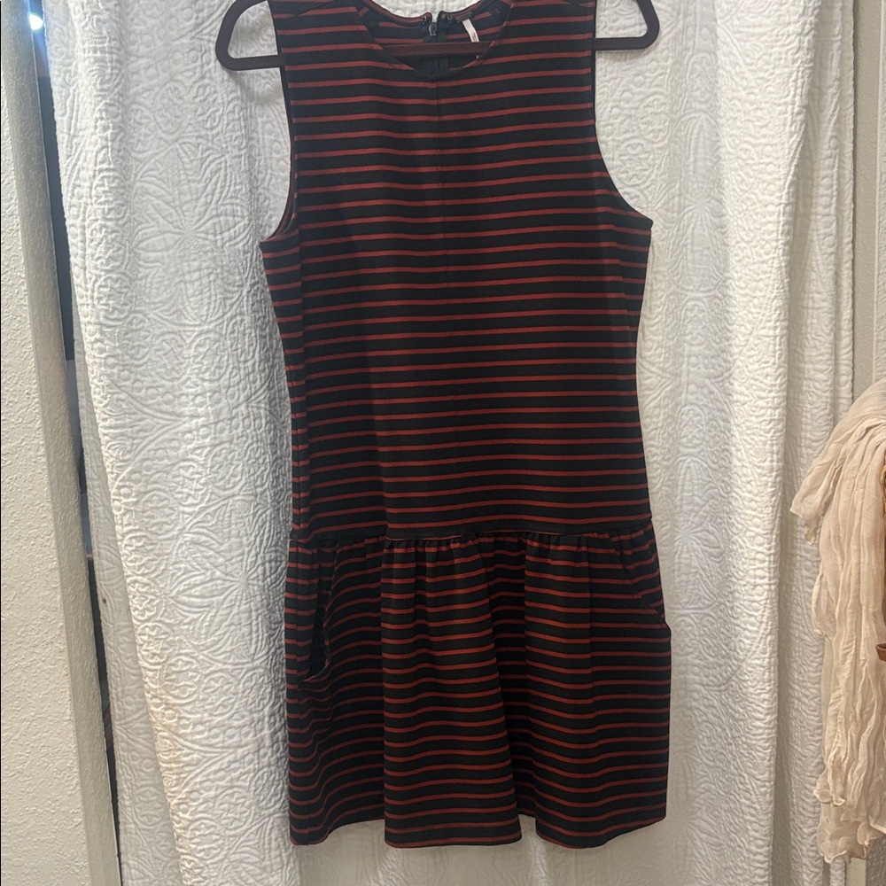 Free People Black and Red Striped Mini Dress